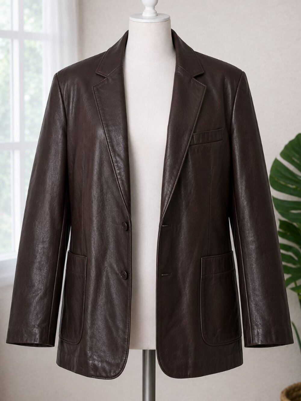 Huntin horn men's  Brown Leather Jacket size 44 unisex